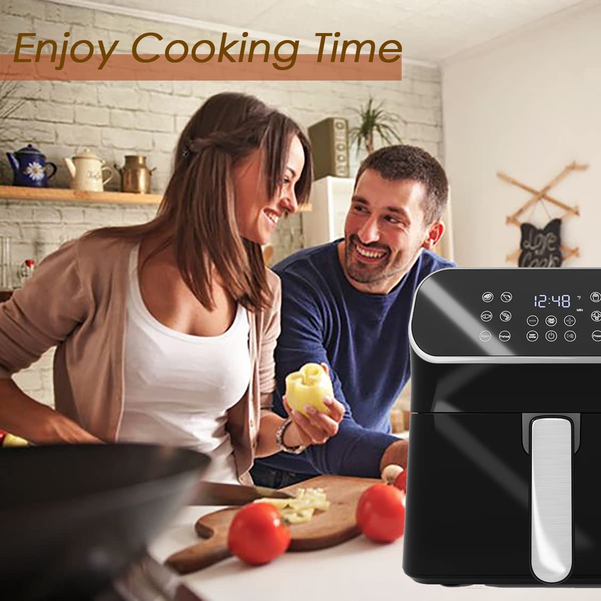 Air Fryer, Air Fryers AIMPIRE 6 Quart, Airfryer Toaster Oven, Digital Touch Screen with 11 Cooking Functions, Preheat Remind, Non-Stick Basket, Black