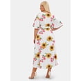 thumbnail image 5 of Plus Size Plunge Sunflower Print High Low Dress White 3X, 5 of 5