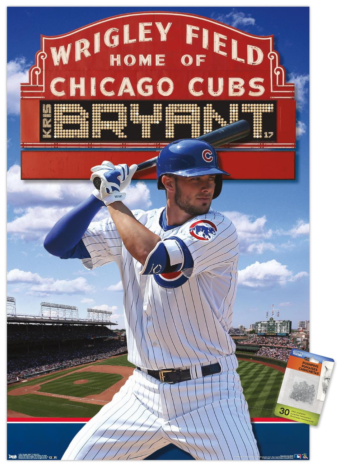 MLB Chicago Cubs - Kris Bryant 15 Wall Poster with Wooden Magnetic