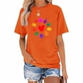 thumbnail image 5 of Zylanna Women's T-Shirts Blouse, Cute Print Short Sleeve Summer Round Neck Fashion Tee Tops Orange, 5 of 7