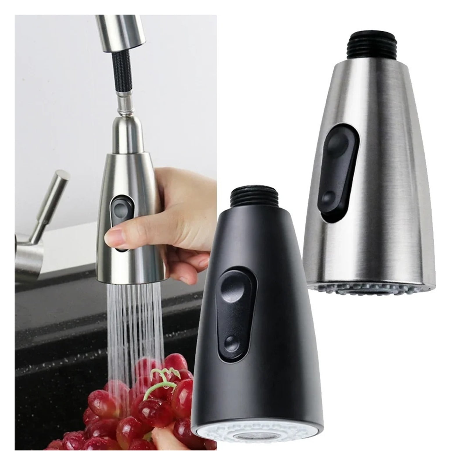 2 Modes Sink Kitchen Basin Pull Out Faucet Aerator Sprayer Nozzle Shower Head Bubbler ,Tankless Design