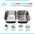 thumbnail image 3 of KBFmore Classic 32 Inch 16 Gauge Undermount 50/50 Double Equal Bowl Stainless Steel Kitchen Sink with Strainer and Grid, 3 of 11