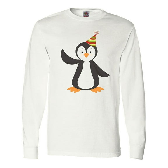 Inktastic Cute Penguin, Penguin With Party Hat Long Sleeve T-Shirt