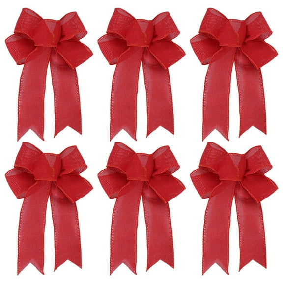 YTTAL 6 Pcs Christmas Bow- Christmas Golden Edged Red Velvet Bow-Christmas Tree Topper Ornament Bow for Christmas Home Wreath Decoration