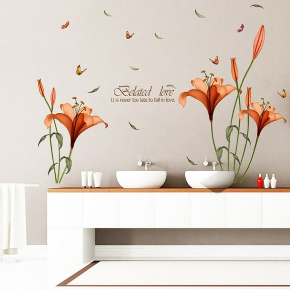 Uanit Floral White House Wall Sticker Home Stickers Diy Decal Removable Decoration Flower Art Decor Decor Wall Decals Peel and Stick Wall Stickers Decor Bedroom Living Room Home Decoration