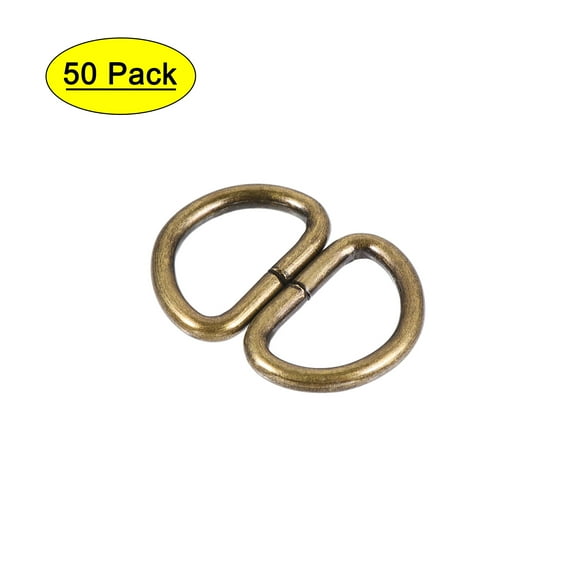 Metal D Ring 0.39"(10mm) D-Rings Buckle for Hardware Bags Belts Craft DIY Accessories Bronze Tone, 50pcs
