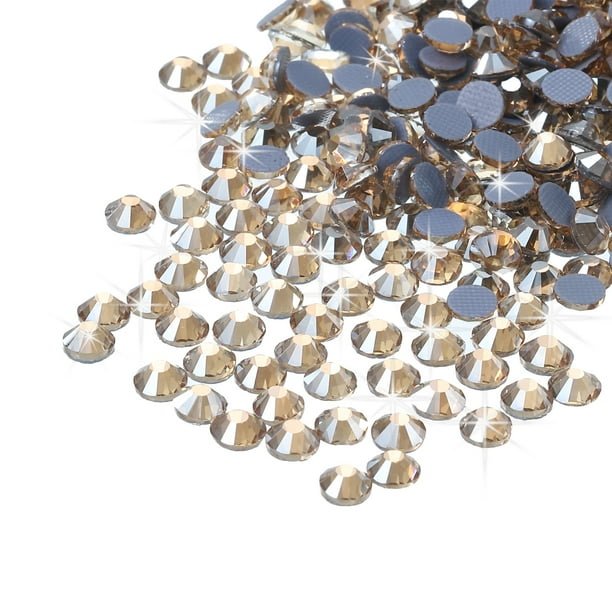 Uxcell Strass Hotfix Gemas de Cristal de Fondo Plano para Decoración de Ropa DIY Oro Champagne 4mm
