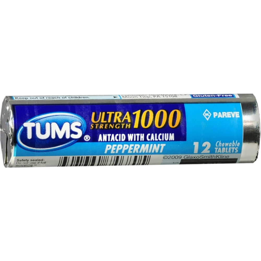 TUMS Ultra 1000 Tablets Peppermint 12 ea (Pack of 3)