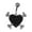 Black, variant on Belly ring naval ring heart with bones surgical steel with paved jewels 14 gauge