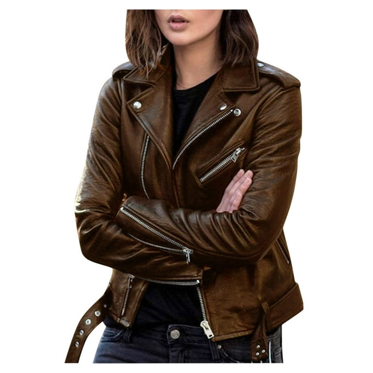 Women's Autumn New Korean Style PU Biker Leather Jacket Slim Women's Autumn New Korean Style PU Biker Leather Jacket Slim