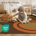 thumbnail image 4 of ODIKA 6'x9' Washable Area Rug Non-Slip, Easy Care, Brown Orange Geometric Design Elegant Abstract with Modern Artistry for Family Room, Living Room, Master Bedroom, 4 of 7