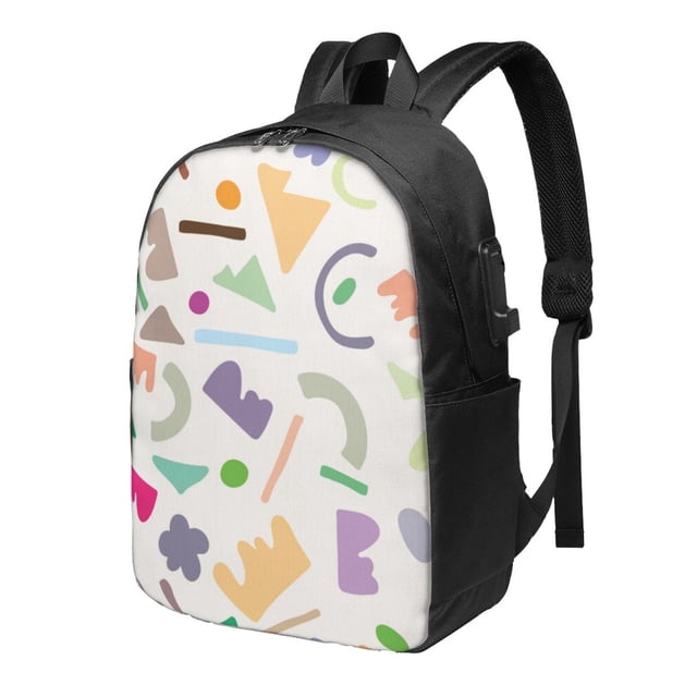 YFYANG 17" Laptop Backpack, Abstract Geometric Patterns Fashion Travel Work Backpack with USB and Headphone Cable Interface for Men and Women