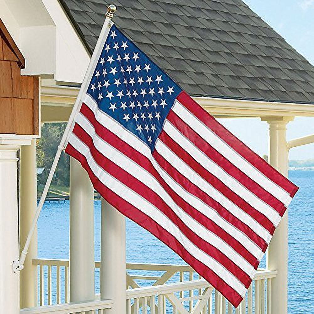 Annin Flag and Flagpole Set - 6 ft. 2 Section White Spinning Pole that Rotates 360 Degrees with Flag 3x5 ft. SolarGuard Nylon by Flagmakers, Estate kit Model 238