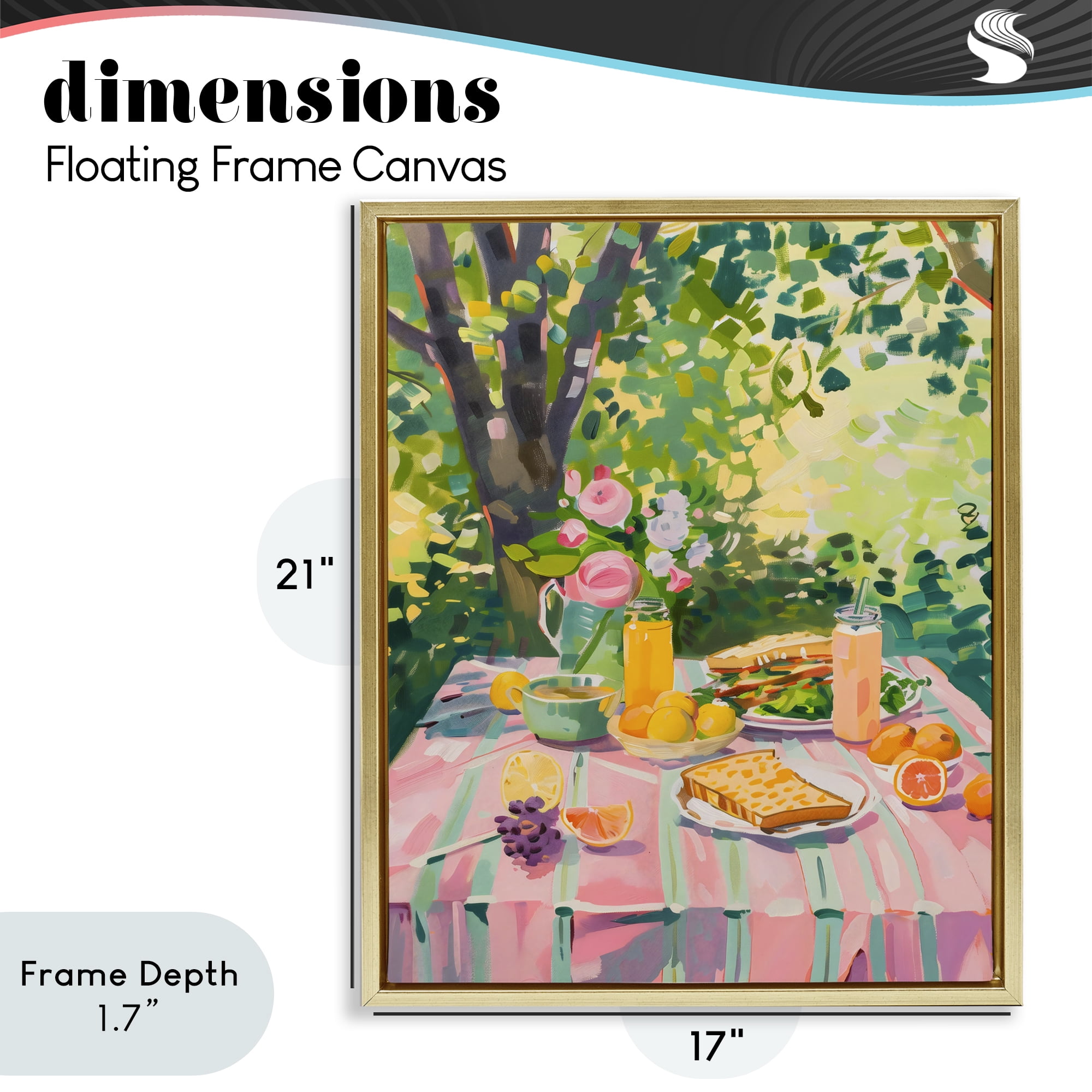 Stupell Industries Breakfast Picnic in Garden Gold Framed Floater Canvas Wall Art, design by The Prints Vibe
