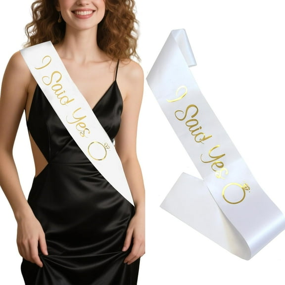 1 pcs I Said Yes Gold Sash for Future Mrs,Engagement Proposal Bachelorette Party Sash for Bridal Shower Wedding Party Favors Accessories Supplies Engagement Gifts for Bride to Be,White (1)