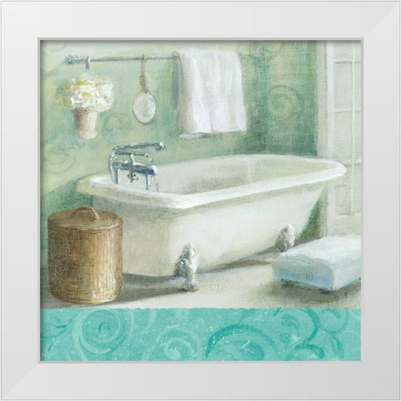 Nai, Danhui 20x20 White Modern Wood Framed Museum Art Print Titled - Refresh Bath Border I