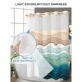 thumbnail image 4 of No Hook Cloth Fabric Shower Curtain with Snap in Liner, Teal Blue Ombre Stripe Waterproof Shower Curtains Set with See Through Top Window, Abstract Summer Beach Coastal Bath Curtains Shower 72"x72", 4 of 6