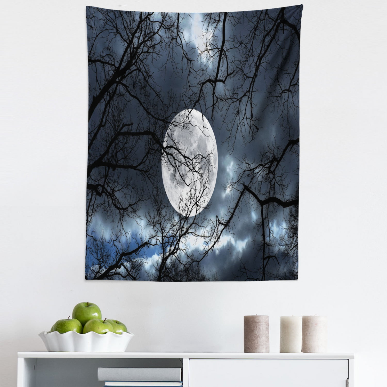 Jungle Forest in Moon Night Tapestry Wall Hanging for Living Room Bedroom 
