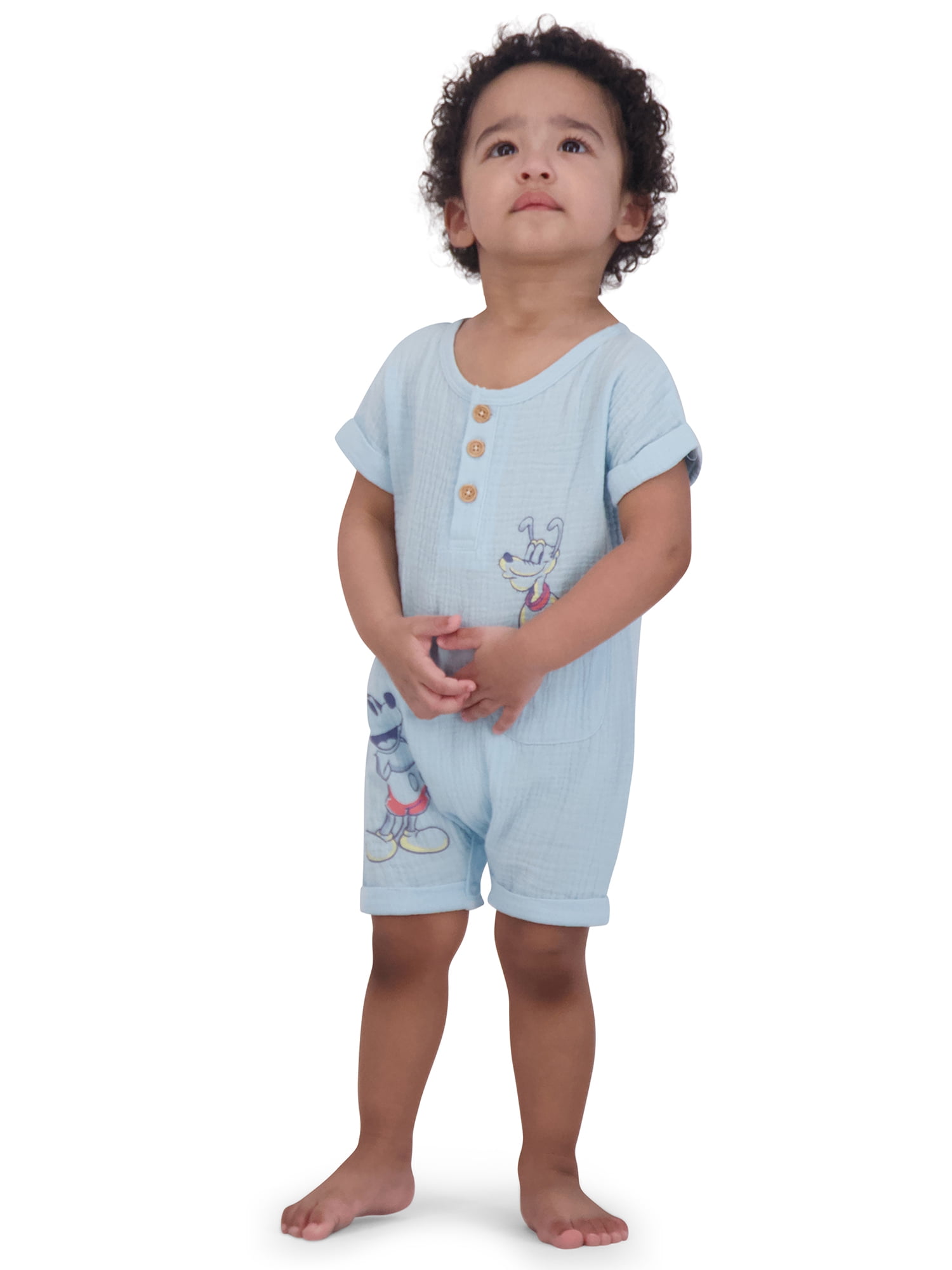 Mickey & Friends Infant Boys Short Sleeve and Sleeveless Rompers Set, 2-Piece, Sizes 0/3M-24M
