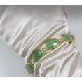 thumbnail image 4 of 14k Gold Filled Chrysoprase Bracelet Bezel Chain Soft Green Faceted Oval Adjustable Goldtone Accents, 7" 8" Designed for Adult Women, 4 of 5