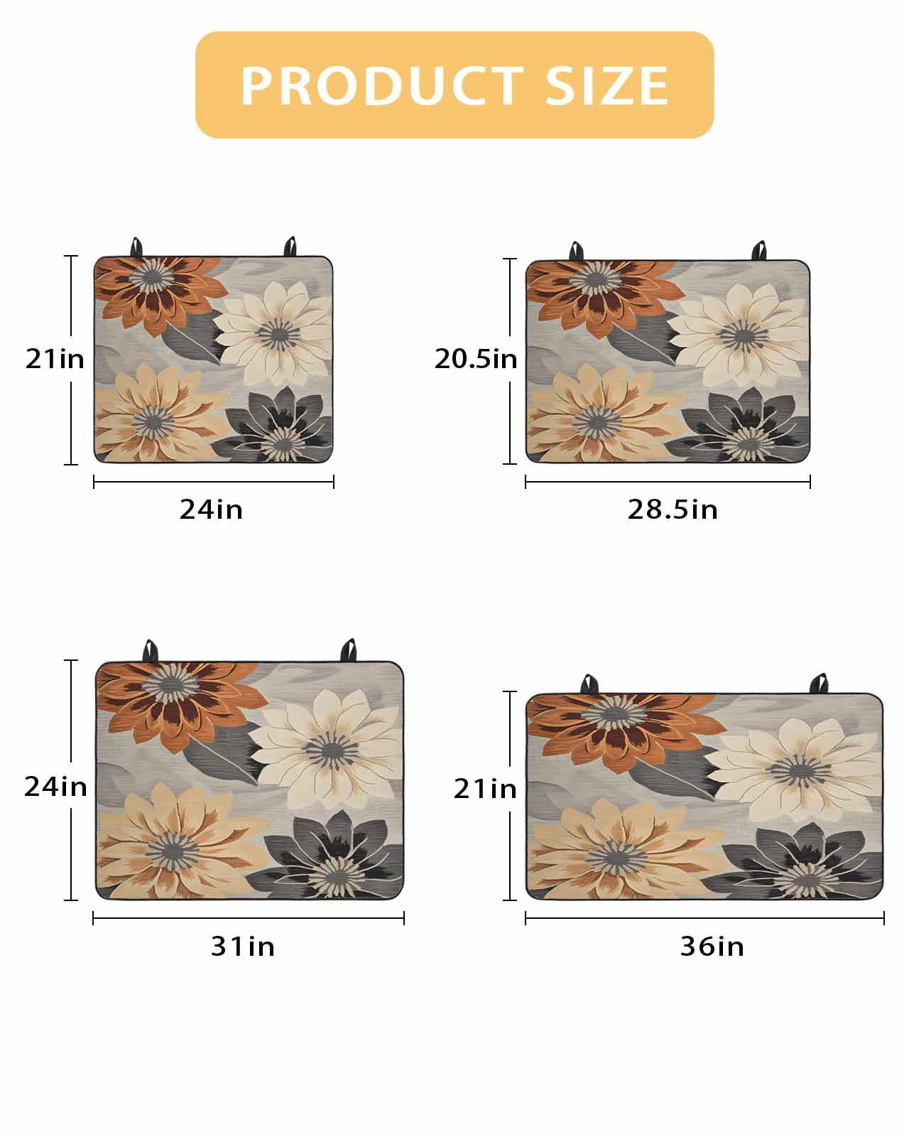 nqOlkjepod Large Induction Cooktop Protector Mat 36"x21", Burnt Orange Grey Black Flower Stove Top Covers for Electric Stove, Spring Floral Botanical Stove Burner Cover Mats, Glass Top Stove Cover