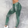 thumbnail image 2 of Risckoth Women's Patchwork Denim Print Leggings High Waist Stretch Yoga Pants S-2XL, 2 of 5