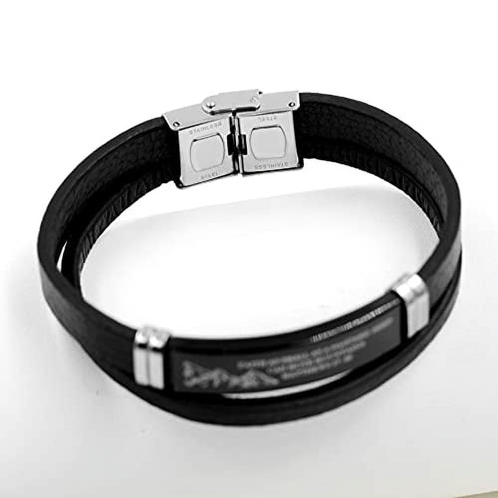 Black Leather Engraved Bracelets for Men by Talisa - Gifts for Men