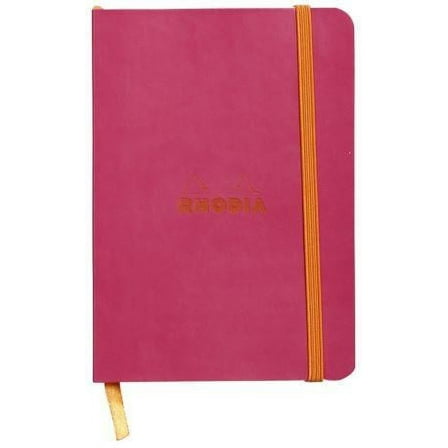 Rhodia Rhodiarama SoftCover Notebook - 72 Lined Sheets - 4 x 5 1/2 - Raspberry Cover (117312C)