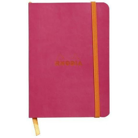Rhodia Rhodiarama SoftCover Notebook - 72 Lined Sheets - 4 x 5 1/2 - Raspberry Cover (117312C)
