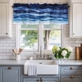 thumbnail image 2 of Abstract Beach Wace Window Valance Curtain Geometric Blue Rod Pocket Short Curtain for Living Room, Bedroom & Kitchen Window Decor 60x18in, 2 of 8