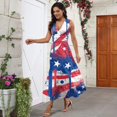 thumbnail image 4 of Women's Stylish V-Neck Sleeveless Dress Independence Day Themed Print, Casual Long Sundress for Beachwear and Holiday Celebrations,Red XL, 4 of 5