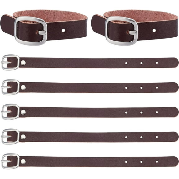 10Pcs 8 Inch Leather Luggage Labels Strap Cowhide Luggage Tags Replacement Belts with Buckle Watch Band Strap for ID Card Pass Holder Travel Storage Hanging Accessories Coconut Brown