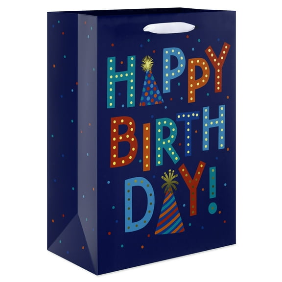 American Greetings 10 in. Medium Blue Birthday Gift Bag, Funky Birthday (1-Count)