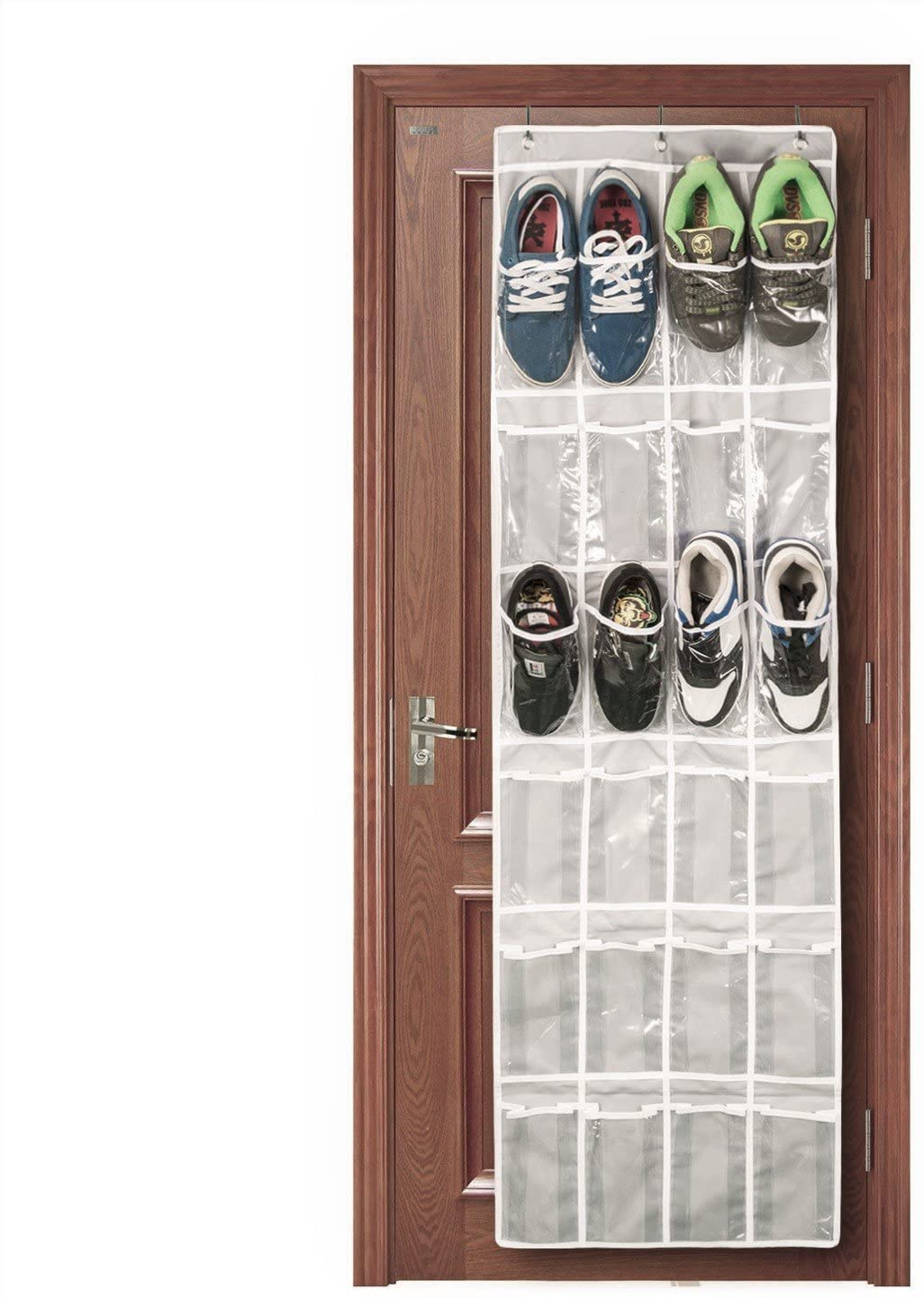 walmart hanging shoe organizer on Over The Door Shoe Organizer With 24 Pockets Hanging Closet Door 1 Packs Clear Walmart Com Walmart Com