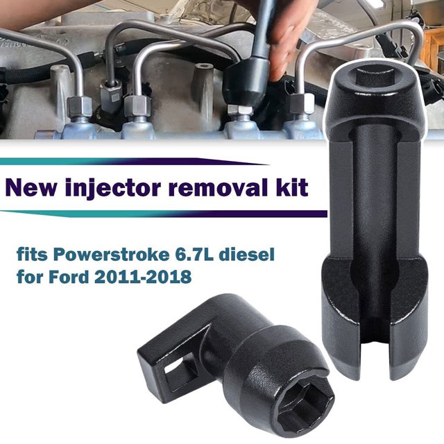 Langgg 2 Pieces Car Fuel Filling Socket Modified 17mm 12 Point Sockets Accessories Replacement for Power Stroke 6.7L F250 F350