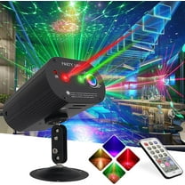 LED Disco Strobe Party Lights, RGB Sound Activated with Remote, Multi-Pattern Projector - DJ Stage Light for Bar, Club, Birthday, Christmas Holiday Decor