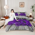 thumbnail image 4 of Feelyou Purple Anniversary Rose Twin Comforter Sets, Rustic Cabin Bedding Set, 2-Piece, 4 of 8