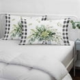 thumbnail image 3 of Eucalyptus Leaf Pillow Covers, Linen Long Throw Pillow Case, Farmhouse Buffalo Plaid Green Botanical Holiday Pillow Protector Decorative Cushion Cover for Living Room/Bedroom 20" x 36", 3 of 8