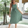 thumbnail image 3 of SWSMCLT Women's High Waist Midi Chiffon Sexy Dresses Holiday Dress Summer Ruched Cami V Neck Spring Sundress Green Medium, 3 of 4