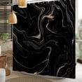 thumbnail image 4 of LFEEY Black Gold Abstract Marble Shower Curtain, Waterproof Fabric Machine Washable with Hooks for Bathroom, 72x84 inch, 4 of 5