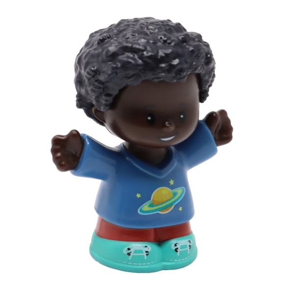 Replacement Part for Collectible Fisher-Price Little People School Dollhouse Family Playset GWV21 - Replacement African-American Little Boy Chris Figure - Wearing Saturn Shirt