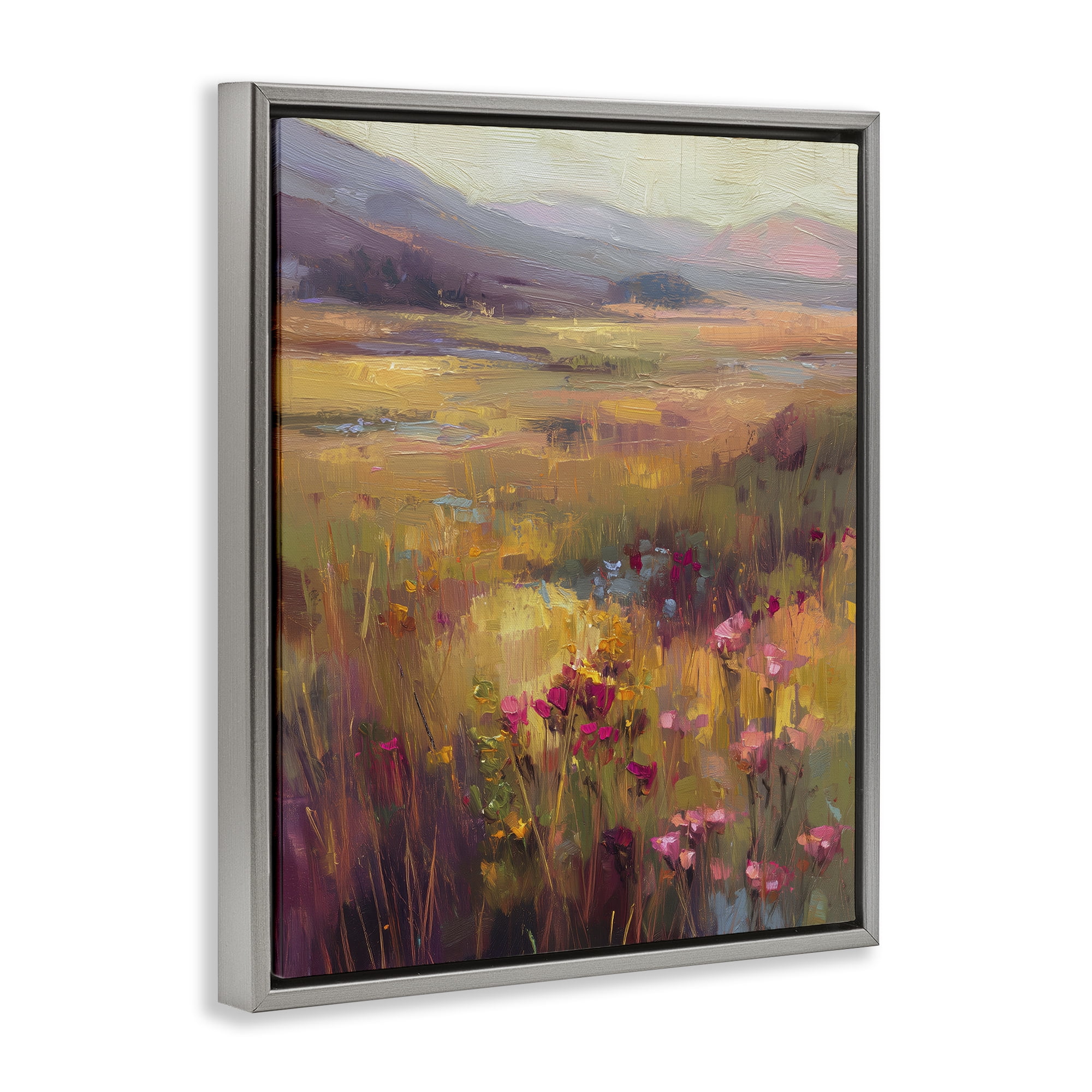 Stupell Industries Golden Waves Of Grass Gray Framed Floater Canvas Wall Art, design by Svetlana Aleynikova