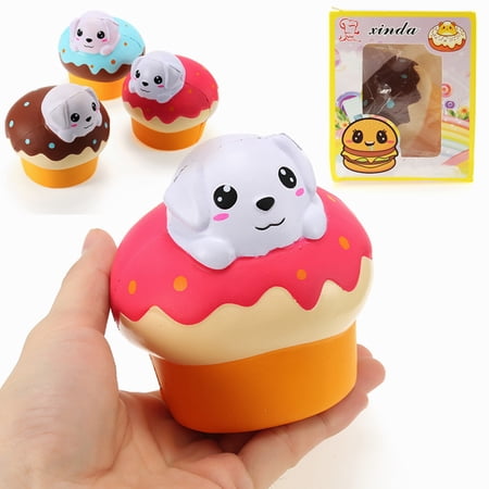 Squishy Dog Puppy Puff Cake 10cm Stress Balls Slow Rising With Packaging Collection Gift Soft Toy