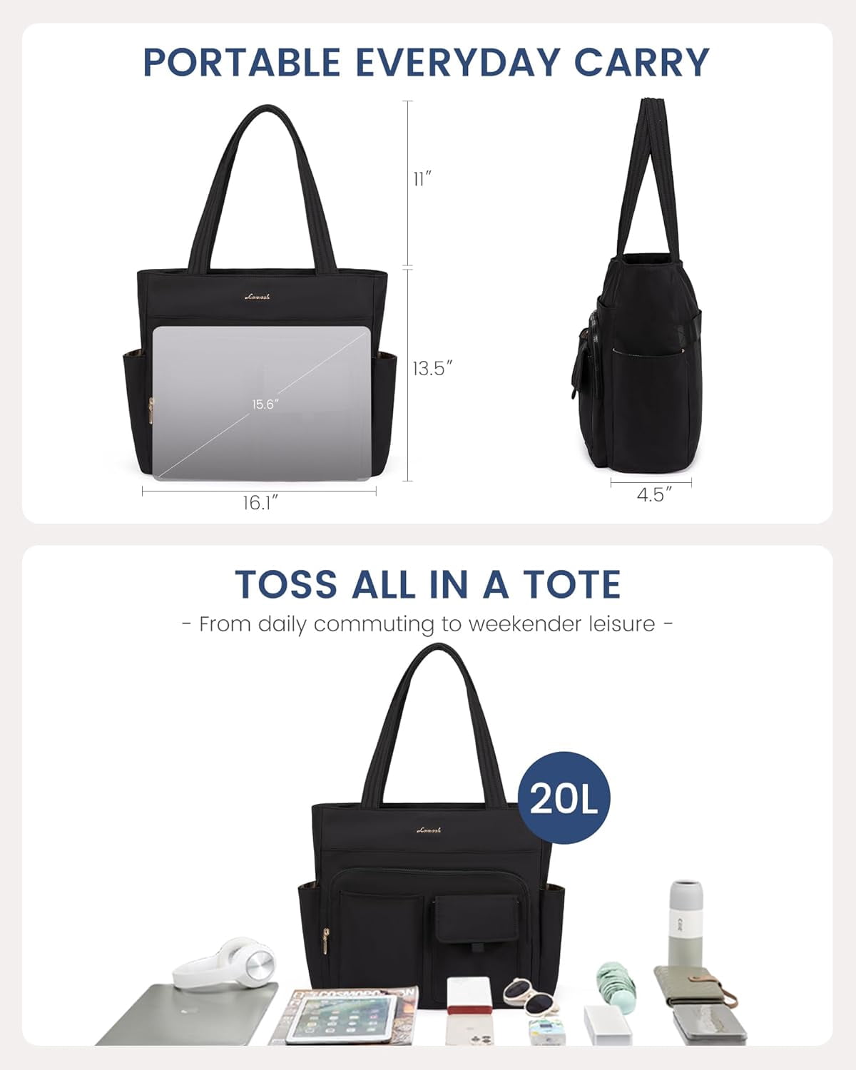 LOVEVOOK Tote Bag For Women,Laptop Work Totes Bags For Women With Multiple Pockets,Teacher Nurse Work Travel Tote Bag