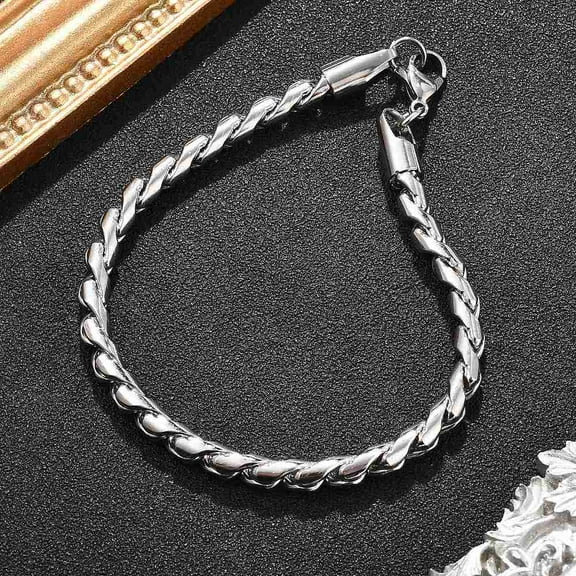 304 Stainless Steel Rope Chain Bracelets for Men Women Stainless Steel color 8 inch(20.3cm)
