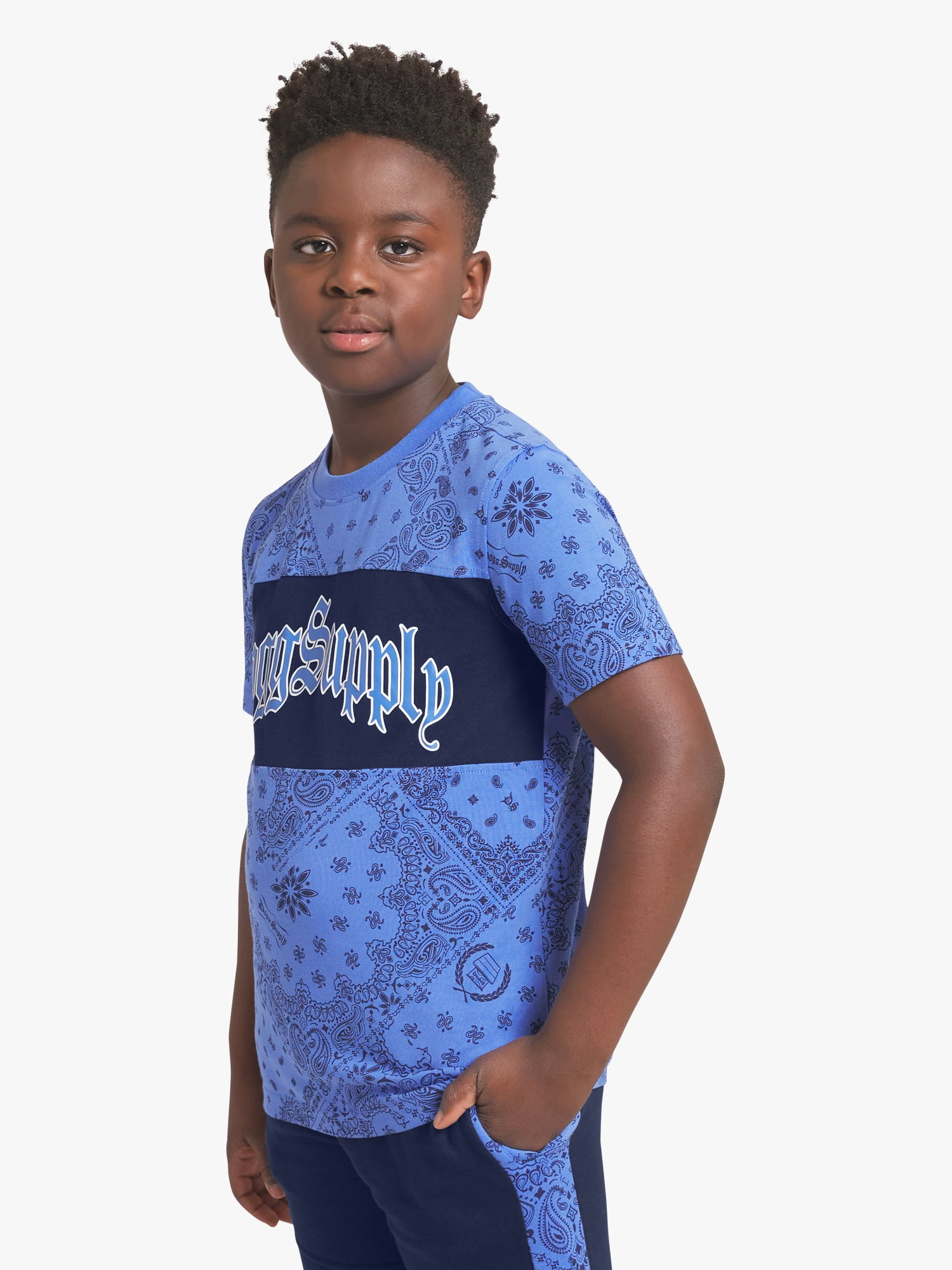 Dogg Supply by Snoop Dogg Little Boys & Big Boys Bandana Print Short Sleeve Tee, Sizes 4-18