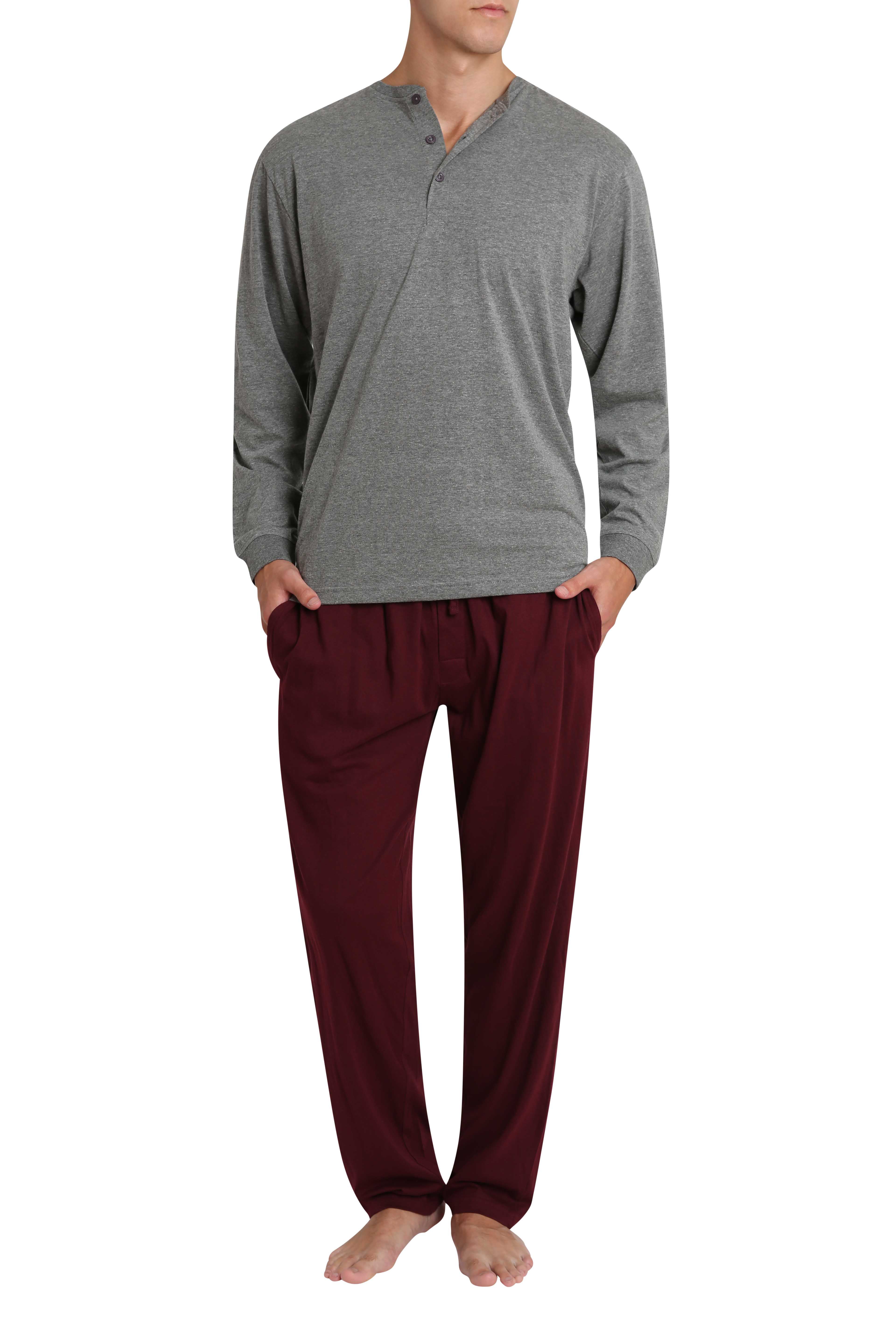 Mr. Sleep Adult Men's Soft Knit Cotton Pajama Pant and Long Sleeve ...