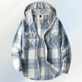 thumbnail image 2 of Beugl Flannel Shirt for Men, Men's Autumn and Winter Casual Long Sleeve Hooded Plaid Shirt Striped Flannel Shirt Men, Tshirts Shirts for Men Blue L, 2 of 4