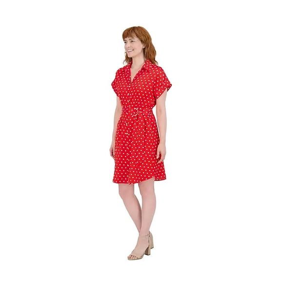 French Connection Women's Short Shirt Dress in Red Size Medium