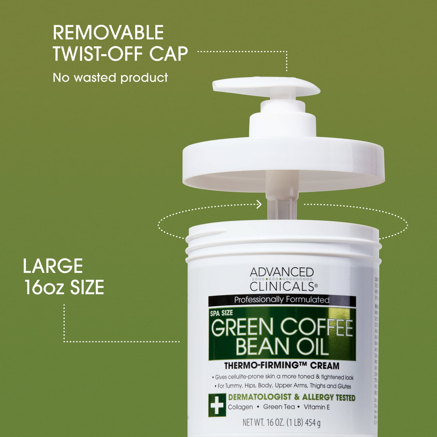 Advanced Clinicals Green Coffee Bean Body Cream and Moisturizing Collagen Body Lotion. Two 16 fl oz
